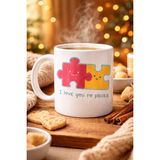 Youday Accessories I Love You To Pieces Baskılı Porselen Kupa Model 14 - Sevgiliye Arkadaşa Özel Tasarım Kahve Kupası - Hediye Kupası - Belirtilmemiş - 001 - Beyaz