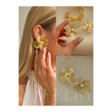 YOUES JEWELRY Çiçek Lüx Inci Peri Küpe Tel Küpe Taşlı Kadın Küpe Gold Leyla Küpe