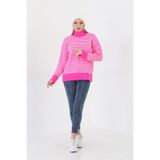 youknitwear you Angora Balıkçı Yaka Kadın Kazak Fuşya S