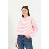 youknitwear you Angora Çizgili Kazak pembe S
