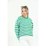 youknitwear you Angora Çizgili Kazak Yeşil XL