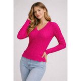 youknitwear you Apex V Yaka Kadın Kazak Fuşya L