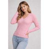 youknitwear you Apex V Yaka Kadın Kazak Pembe M