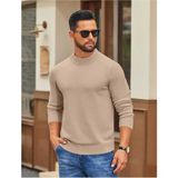 Youknitwear You Diaz %100 Pamuk Yarım Balıkçı Yaka Erkek Triko Kazak - Açık Kahverengi - 3XL