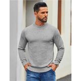Youknitwear You Diaz %100 Pamuk Yarım Balıkçı Yaka Erkek Triko Kazak - Gri - 2XL
