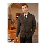 youknitwear you Elke%100 Pamuk Erkek Triko Hırka Haki S