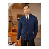 youknitwear you Elke%100 Pamuk Erkek Triko Hırka Lacivert M