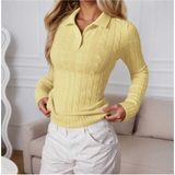 Youknitwear You Riviera %100 Pamuk Polo Yaka Kadın Kazak - 05S-Sarı