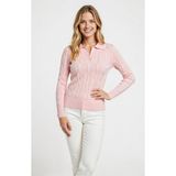 youknitwear you Riviera%100 Pamuk Polo Yaka Kadın Kazak Pembe XL