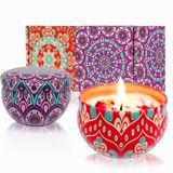 YouLain Kokulu Mumlar Hediye Seti, Ev için Aromaterapi Mumları, Taşınabilir Otel Mumları, Yoga için Doğal Soya Mumu Teneke Kavanoz Mumlar, Banyo, 2.5oz Uzun Ömürlü Mumlar Kadınlar için Hediye 2 Paket
