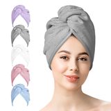 YoulerTex Mikrofiber Saç Havluları Wrap Kadınlar: 5 Paket Saç Türban Havlu Seti Saç Bakımı için Kıvırcık Saç Ürünleri - Saç Kurutma Makinesi için Saç Kurutma Havlusu Duş Başlığı ve Kadın Saç