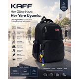 Young 51583 Black Siyah Unisex Çok Cepli Anahtarlık Aksesuarlı Suya Dayanıklı Kapaklı Sırt Çantası