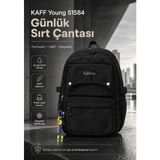 Young 51585 Black Siyah Unisex Çok Cepli Anahtarlık Aksesuarlı Suya Dayanıklı Sırt Çantası