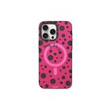 Youngkit iPhone 13 Pro Uyumlu Kılıf Magsafe Özellikli Polka Dot Desenli Youngkit Spots Serisi Kapak Pembe