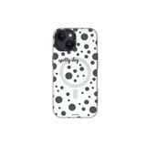 Youngkit iPhone 13 Uyumlu Kılıf Magsafe ile Uyumlu Polka Dot Desenli Youngkit Spots Serisi Kapak Beyaz