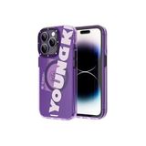 Youngkit Iphone 14 Pro Max Uyumlu Kılıf Magsafe ile Uyumlu Binfen Serisi Yazı Temalı Kapak, Mor