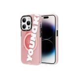 Youngkit Iphone 14 Pro Uyumlu Kılıf Magsafe ile Uyumlu Binfen Serisi Yazı Temalı Kapak, Pembe
