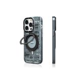 Youngkit iPhone 14 Pro Uyumlu Kılıf Magsafe ile Uyumlu Youngkit 360° Standlı Technology Serisi Kapak Gri