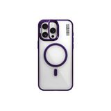 Youngkit iPhone 14 Pro Uyumlu Kılıf Magsafe ile Uyumlu Youngkit Crystal Grid Mor