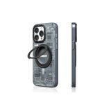 Youngkit iPhone 15 Pro Max Uyumlu Kılıf Magsafe ile Uyumlu Youngkit 360° Standlı Technology Serisi Gri