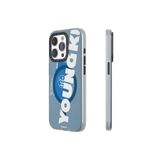 Youngkit iPhone 15 Pro Max Uyumlu Kılıf Magsafe ile Uyumlu Youngkit Binfen Serisi Yazı Temalı Kapak Mavi