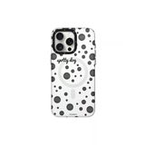 Youngkit iPhone 15 Pro Max Uyumlu Kılıf Magsafe Özellikli Polka Dot Desenli Youngkit Spots Serisi Kapak Beyaz