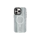 Youngkit İphone 15 Pro Uyumlu Kılıf Magsafe ile Uyumlu Ahşap Desenli Wood Forest Serisi Gri