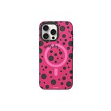 Youngkit iPhone 15 Pro Uyumlu Kılıf Magsafe Özellikli Polka Dot Desenli Youngkit Spots Serisi Kapak Pembe