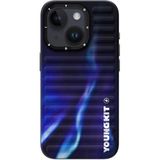 Youngkit İphone 15 Uyumlu Kılıf Kuzey Işıkları Desenli Youngkit Aurora Serisi Mavi