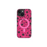 Youngkit iPhone 15 Uyumlu Kılıf Magsafe ile Uyumlu Polka Dot Desenli Youngkit Spots Serisi Kapak Pembe