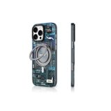 Youngkit iPhone 16 Pro Uyumlu Kılıf Magsafe ile Uyumlu Youngkit 360° Standlı Technology Serisi Kapak Mavi