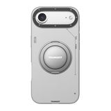 Youngkit İphone 17 Air Kılıf M-Safeli 360 Standlı Basit Mat Deri Desenli Tech Leather Kapak Gri