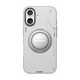 Youngkit İphone 17 Kılıf M-Safeli 360 Derece Standlı Basit Mat Deri Desenli Tech Leather Kapak Gri