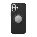 Youngkit İphone 17 Kılıf M-Safeli 360 Derece Standlı Basit Mat Deri Desenli Tech Leather Kapak Siyah