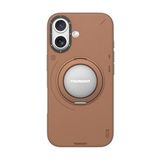 Youngkit İphone 17 Kılıf M-Safeli 360 Standlı Basit Mat Deri Desenli Tech Leather Kapak Kahverengi
