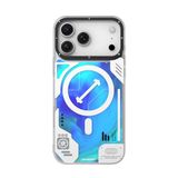 YOUNGKIT iPhone 17 Pro ile uyumlu Kılıf M-safeli Parlak Kumlu Sıvılı Tasarımlı Galaxy Fantasy Serisi Kapak Mavi