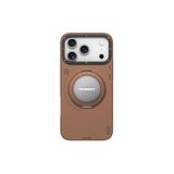Youngkit İphone 17 Pro Kılıf M-Safe 360 Standlı Basit Mat Deri Desenli Youngkit Tech Leather Seri Kahverengi