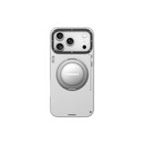 Youngkit İphone 17 Pro Kılıf M-Safe 360 Standlı Basit Mat Deri Desenli Youngkit Tech Leather Serisi Kapak Gri