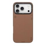 Youngkit İphone 17 Pro Max Kılıf M-Safeli Basit Mat Deri Desenli Tech Fashion Seri Kapak Kahverengi