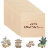 Younthye 20 Adet Kontrplak 2 mm Ahşap Plaka 200 x 200 x 2 mm Ihlamur Ağacı El Işi Için Balsa A - Çok Renkli