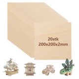 YOUNTHYE 20 adet kontrplak 2 mm ahşap plaka 200 x 200 x 2 mm ıhlamur ağacı el işi için balsa ahşabı 2 mm ince ahşap plaka kontrplak plaka dikdörtgen ahşap plakalar el işi kendin yap modeli, lazer projeleri