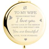 Yountown Eşiniz için Hediyeler - I Love You Wife Hediye Altın Kompakt Ayna - Doğum Günü, Evlilik Yıldönümü, Sevgililer Günü, Anneler Günü veya Noel için Romantik Hediyeler