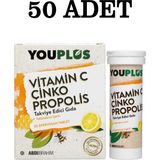 Youplus Vitamin C, Çinko & Propolis 20 Efervesan Tablet 50 Adet