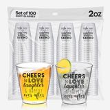 Your Dream Party Shop 100 ADET Cheers To Love Laughter and Happily Ever After Glass - Tek Kullanımlık Bardakları 2 oz - Düğün Atış Gözlükleri, Konuklar İçin Mükemmel Düğün Şekerleri, Gelin Partisi Bardakları