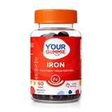 Y'our Gummie Demir Gummies, Çilek Aromalı, Mikroenkapsüle Demir Teknolojisi, Pektin Bazlı, Glutensiz, 60 Adet, Helal Üretim