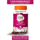 Y'our Gummie Hsn Saç Cilt Tırnak Vitamini -A, C, D3, E, Tip1-2 Kolajen, Biotin, Folik, Çinko Çiğnenebilir Gummies