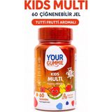 Y'our Gummie Multi Kids Gummies 60 Adet. Çocuklar Için Çiğnenebilir Jel Multivitamin ve Multimineral A-B3-B5-B6-B12-D3-E-C Vitamini-Çinko..
