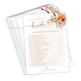 Your Main Event Prints Boho Turuncu ve Terracotta Çiçekli Düğün Gelin Duş Oyunları ve Aktiviteleri (Gelini En İyi Kim Bilir)