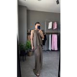 YOUR NAME Halter Yaka Sıfır Kol Bol Kesim Bluz Pantolon Takım