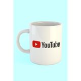 Youtube Logo Baskılı Kahve Kupası - Beyaz - 300 cc